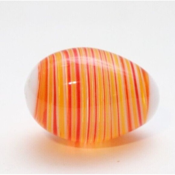 Orange Glass‎ Egg Stripes Decor Modern Small - Picture 1 of 4